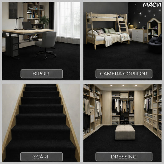 Mocheta scari Macvi® dale autoadezive 60x60 cm, 1 buc. mocheta textila, ajustabila, montaj rapid fara unelte, curatare usoara, potrivita pentru scari, camera copiilor, dressing, aplicare rapida