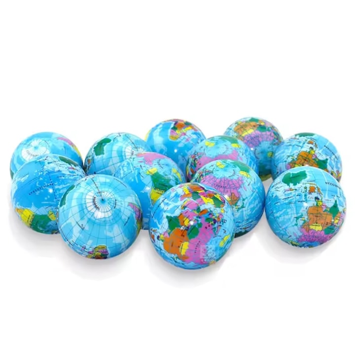 Set 12 Bile Antistres Macvi® Squishy Glob Pamantesc, Jucarii Senzoriale pentru Copii si Adulti, Reducerea Stresului si Anxietatii, Exercitii Dexteritate, Albastre