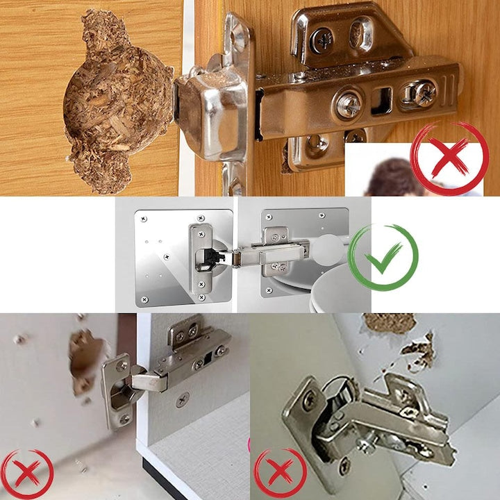 Set 2 Placi Reparare Balamale Macvi® din Otel Inoxidabil pentru Dulap Usa Mobila cu Suruburi Argintiu