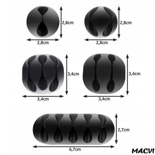 Set Macvi® suport organizare cabluri, 10 bucati, 5 dimensiuni diferite, autoadeziv, negru