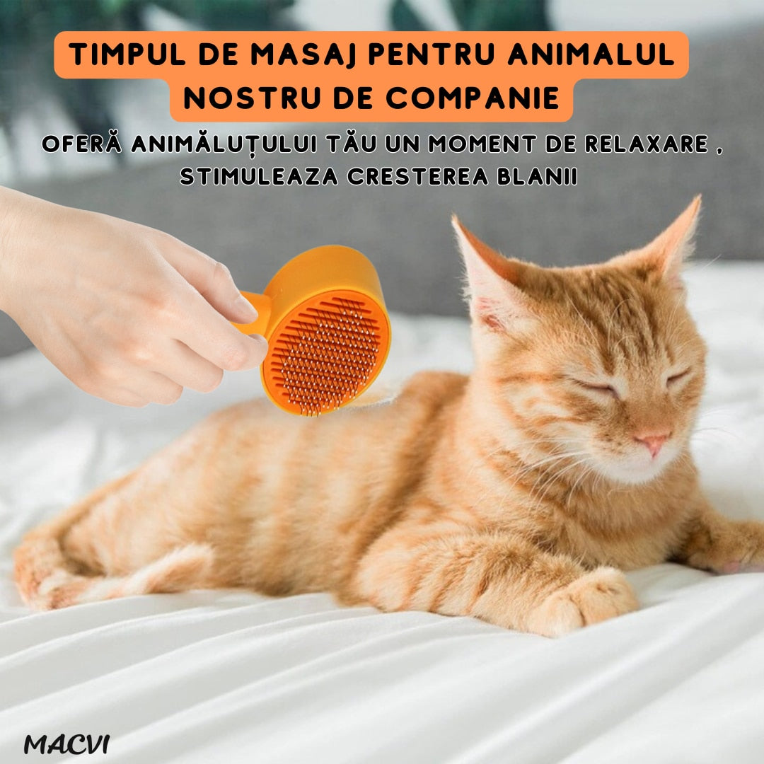 Perie pentru animale Macvi® Portocalie Ingrijire eficienta si confortabila pentru blana iubitorului tau de companie