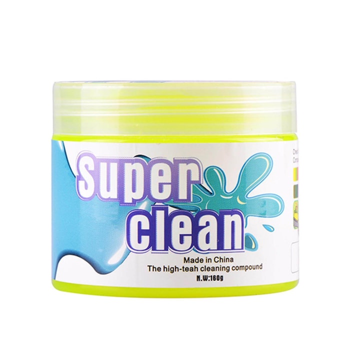 Slime pentru Curatat Spatii Greu Accesibile Teno®, Super Clean, interior auto, tastatura, uz casnic, galben