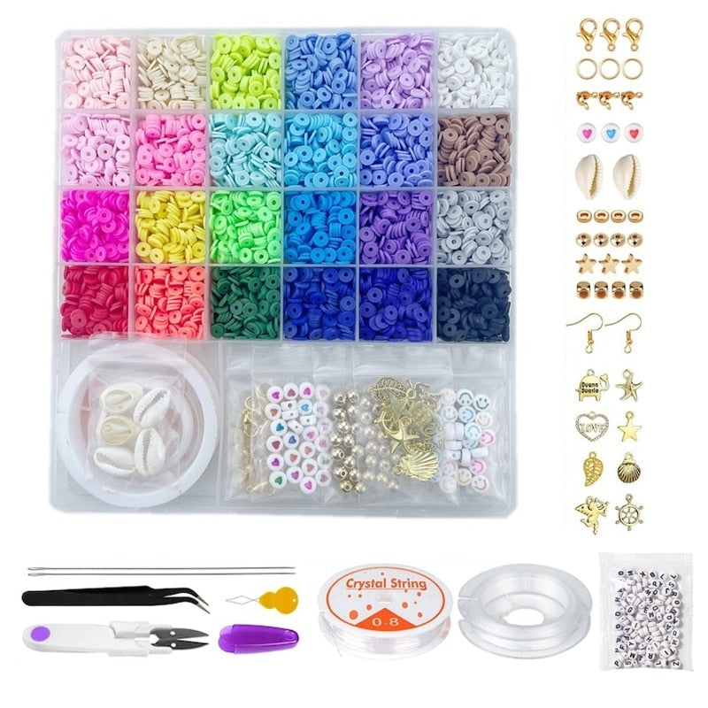 Set Margele din Lut Macvi® 6000 Piese 24 Culori pentru Bratari si Bijuterii DIY