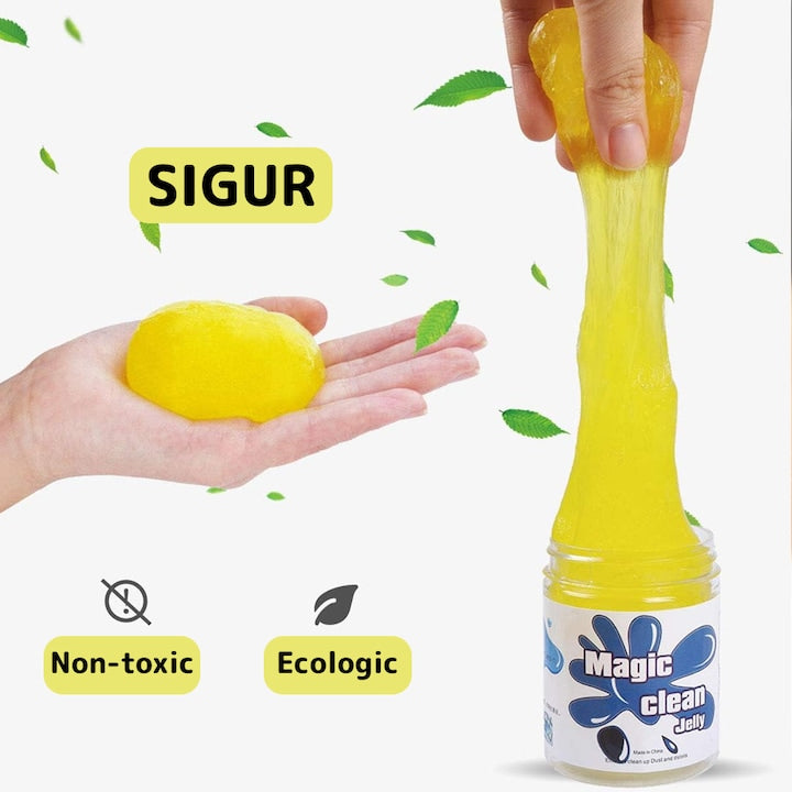 Slime pentru Curatat Spatii Greu Accesibile Teno®, Super Clean, interior auto, tastatura, uz casnic, galben