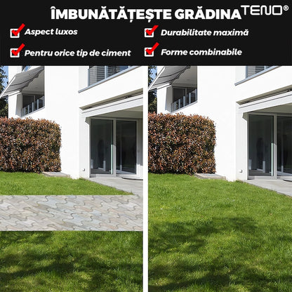 Matrita cu Contur pentru Turnat Pavaj Teno®, pentru beton amprentat sau piatra decorativa, imita piatra naturala, imbunatateste aspectul gradinii, plastic, model 5, 50 x 4.5 cm, negru