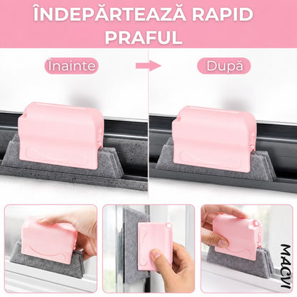 Stergator Geamuri 2 in 1 Macvi® Profesional pentru Geamuri Oglinzi Spatii Inguste Design Durabil Roz