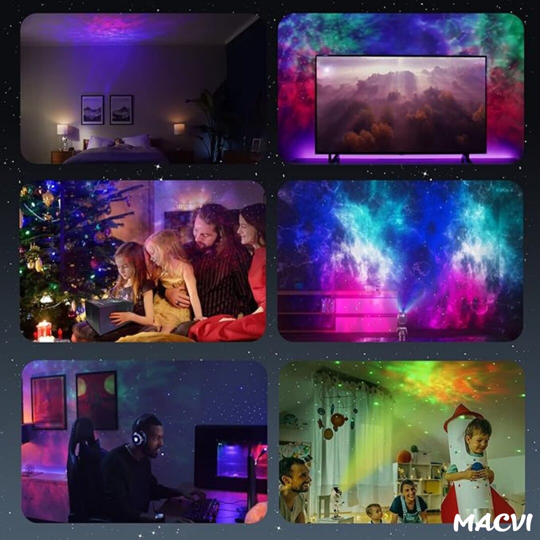 Proiector de Stele Macvi® Tip Alien, Galaxie Stelara, LED cu Telecomanda si Sistem Dialog Vocal, Argintiu