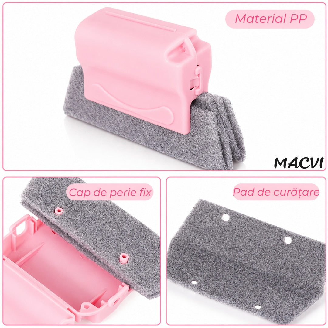 Stergator Geamuri 2 in 1 Macvi® Profesional pentru Geamuri Oglinzi Spatii Inguste Design Durabil Roz