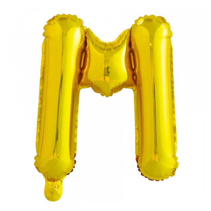 Balon in Forma de Litera M Teno®, metalizat, pentru Petreceri/Aniversari/Evenimente, rezistent, folie, gold, 40 cm