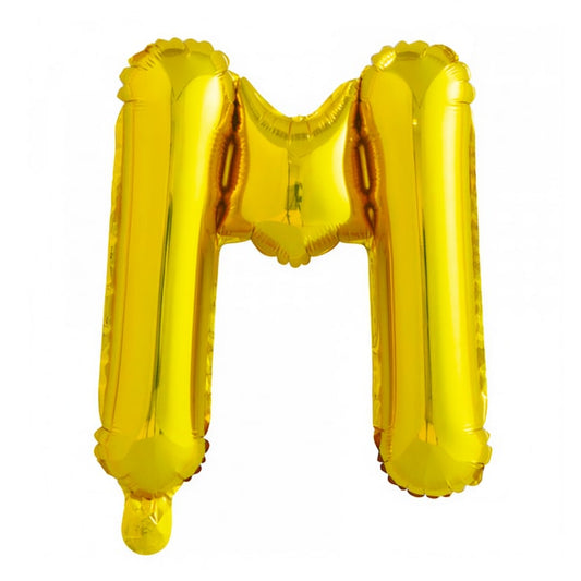 Balon in Forma de Litera M Teno®, metalizat, pentru Petreceri/Aniversari/Evenimente, rezistent, folie, gold, 40 cm
