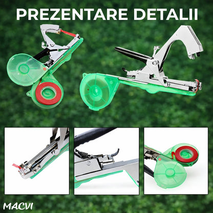 Aparat pentru legarea plantelor Macvi® cu 200 capse si rola de legat, Ideal pentru vie, pomi, legume si flori