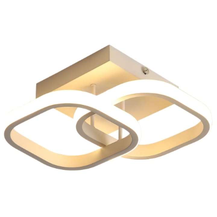 Lustra LED Macvi® 22W Design Modern cu Patrate Alb Acril Metal 29x19x9 cm pentru Living Dormitor