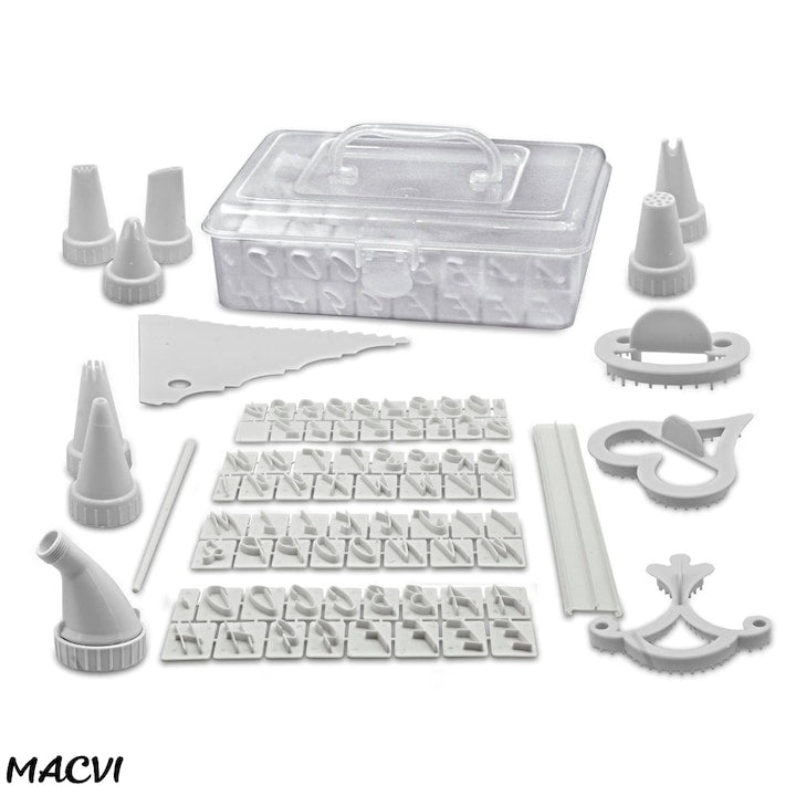 Kit 100 piese Macvi® pentru decorarea prajiturilor si torturilor, accesorii profesionale