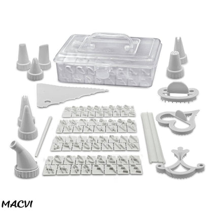 Kit 100 piese Macvi® pentru decorarea prajiturilor si torturilor, accesorii profesionale