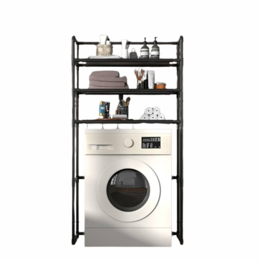 Raft modular Macvi® cu 3 polite pentru deasupra masinii de spalat, 63.5 x 30 x 154 cm, suport depozitare spatiu redus, Alb
