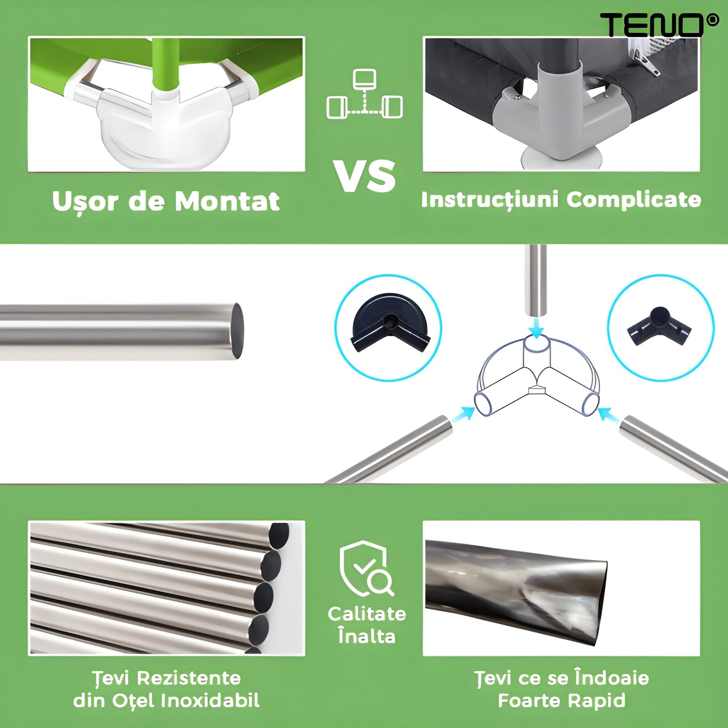 Tarc/Loc de Joaca pentru Copii Teno®, usa cu fermoar exterior, plasa, materiale calitative, usor de montat, dimensiuni 125x110x65.5, verde