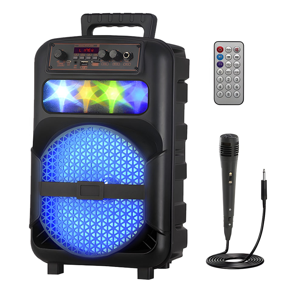 Boxa Portabila, Teno, microfon inclus, lumini LED, negru, set complet, 1200 W