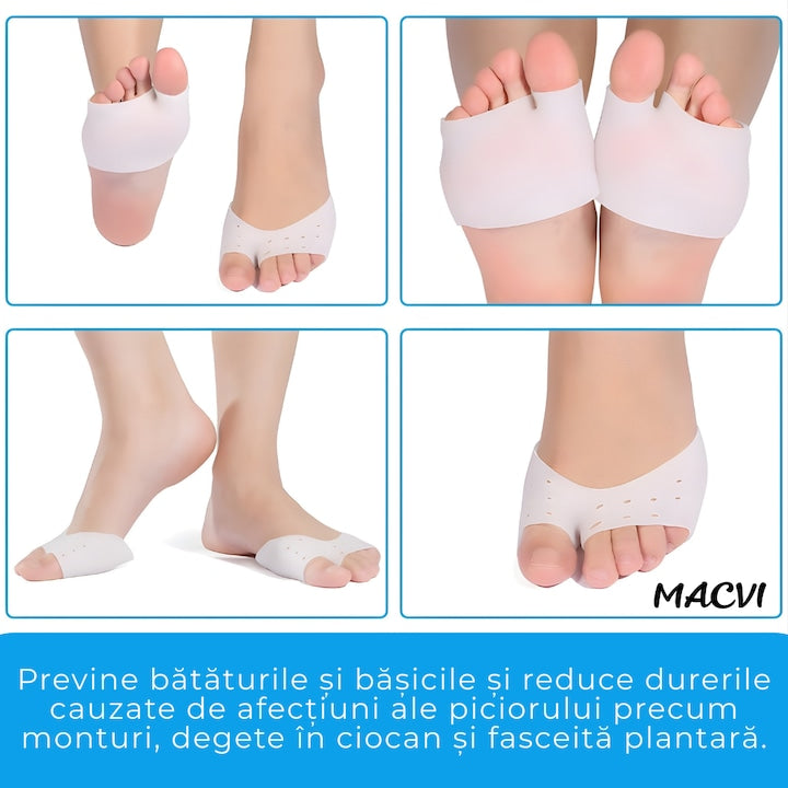 Protectii Gel pentru Degete si Antepicior, MACVI, Set 1 Pereche, Silicon, Ameliorare Dureri Monturi si Fasciita Plantara
