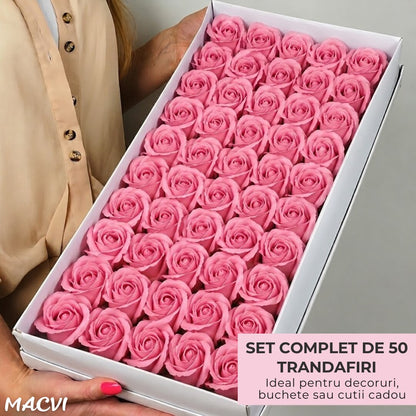 Set 50 trandafiri din sapun, 5x5 cm, calitate premium, decor si cadou elegant, Roz pal