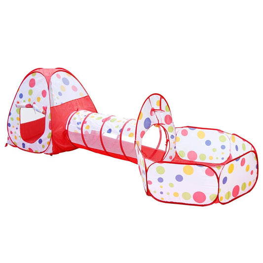 Spatiu Joaca 3 in 1 Macvi® Cort Pop Up Tunel Tarare Piscina Bile Copii Bebelusi Interior Exterior Pliabil Multicolor