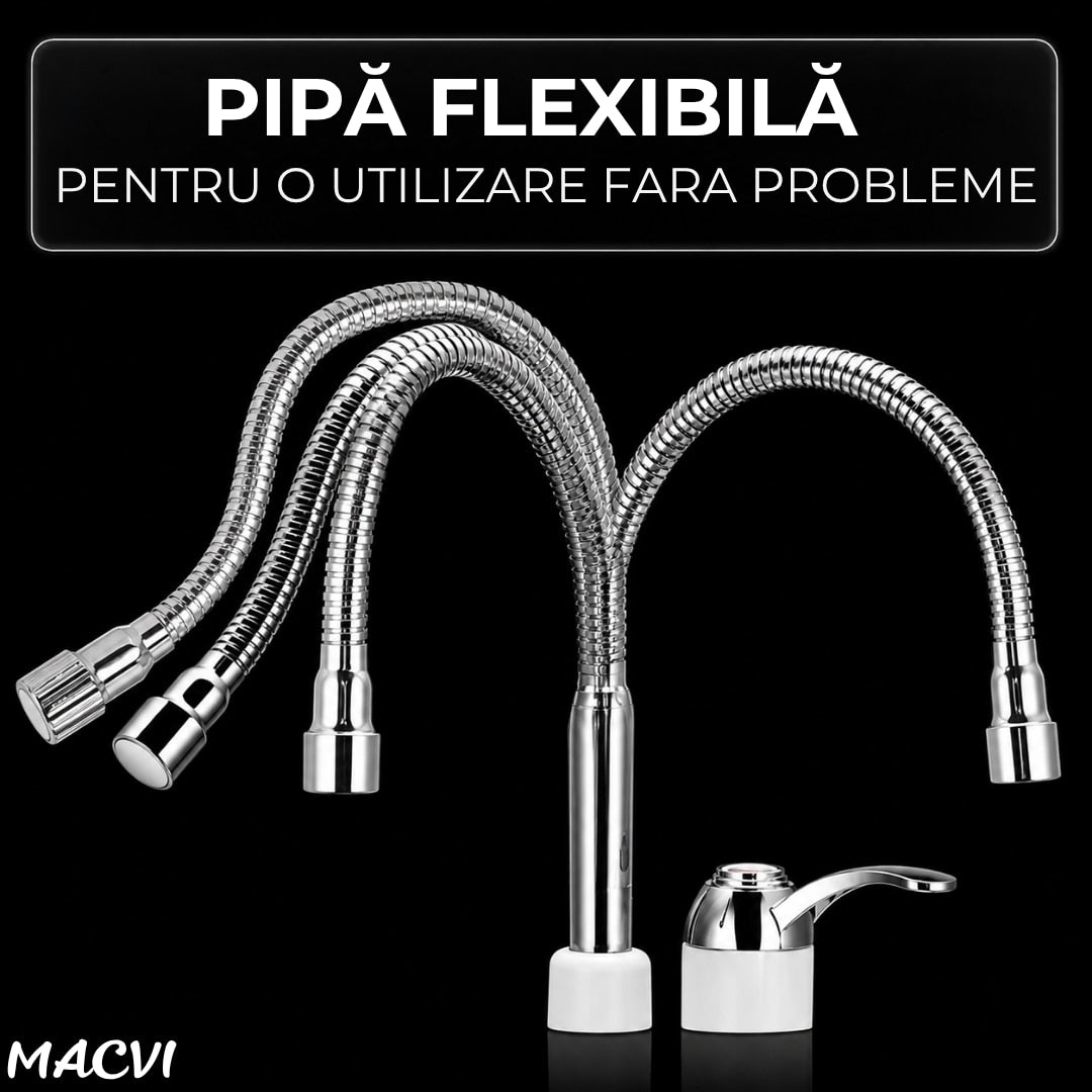 Robinet Electric Instant Macvi® 3000W, Incalzire Apa in 3-5 Secunde, Display LCD Temperatura, Pipa Flexibila 360°, Temperatura Reglabila 30-60°C, Protectie IPX4, Montare pe Chiuveta