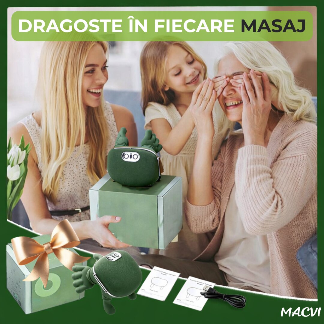 Aparat Masaj Gat si Umeri 4D Macvi® cu Incalzire 3 Intensitati Masaj Cervical Bionic Terapie Termica Simulare Masaj Maini Ameliorare Durere Gat Umeri Relaxare Musculara