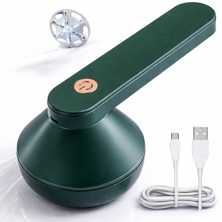Aparat de indepartat scame Macvi®, incarcare USB, utilizare 4 ore, curatare uscata, verde