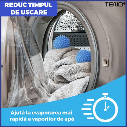 Set 2 Bile pentru Masina de Spalat si Uscator Teno®, reduc timpul de uscare al hainelor, ajuta impotriva sifonarii si incurcarii hainelor, previn incarcarea statica, compacte, reutilizabile, albastru