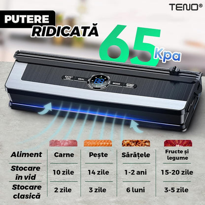 Aparat de Vidat si Sigilat PRO Teno®, functie de sigilare si vidare automata, vidare externa, 8 moduri de operare, putere ridicata, 65 kpa, furtun inclus, cutter incorporat, afisaj digital, negru