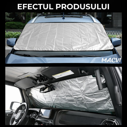 Parasolar Auto Macvi® pentru Parbriz, 70 x150 cm, Protectie UV, cu 2 fete