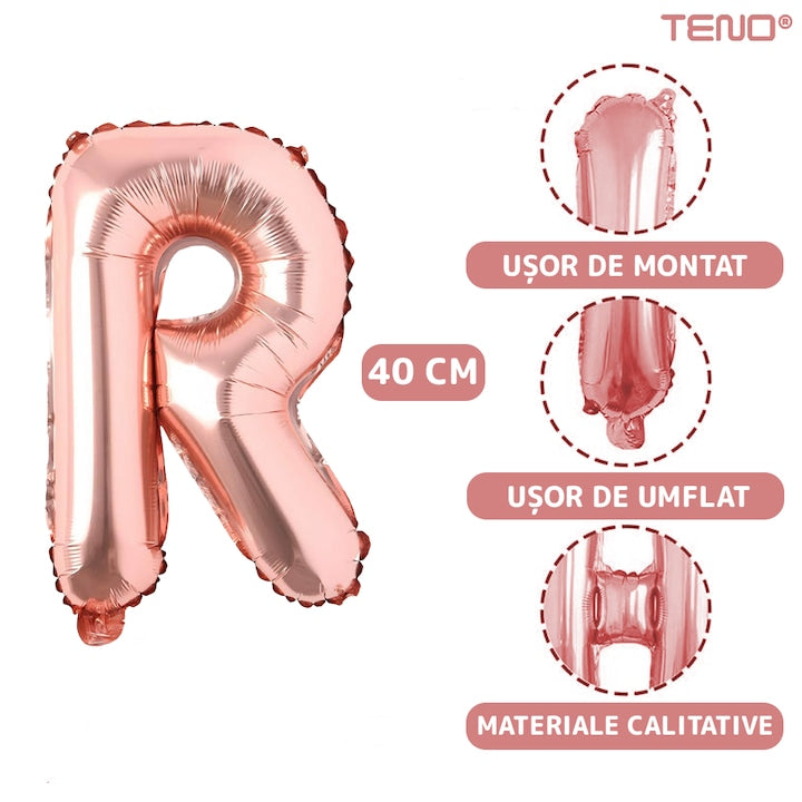 Balon in Forma de Litera R Teno®, metalizat, pentru Petreceri/Aniversari/Evenimente, rezistent, folie, rose gold, 40 cm