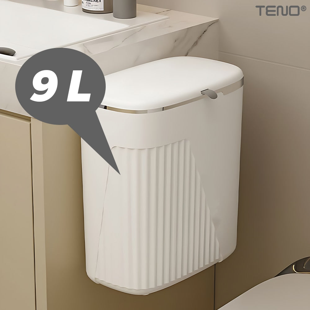 Cos de gunoi suspendat Teno, aplicabil pe perete sau pe mobila, design modern, 9 L, alb