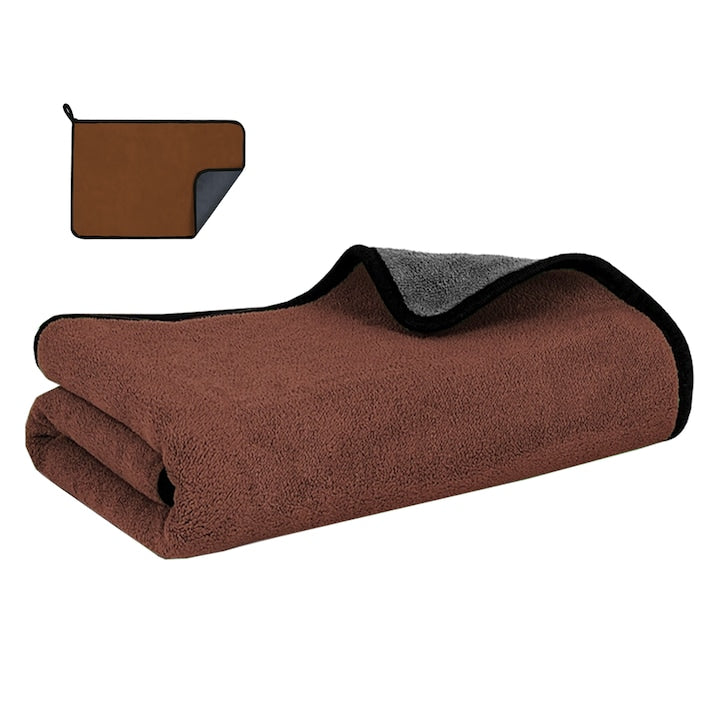 Prosop Auto din Microfibra Teno®, super absorbant, 2 straturi, materiale calitative, cusatura rezistenta, usor de curatat, lustruieste, 70 x 90 cm, maro