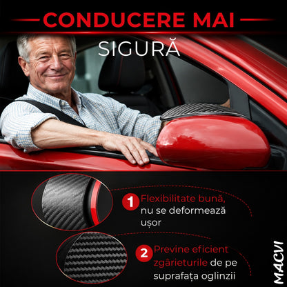 Set deflectoare oglinzi auto Macvi, fibra de carbon, negru, 185mm