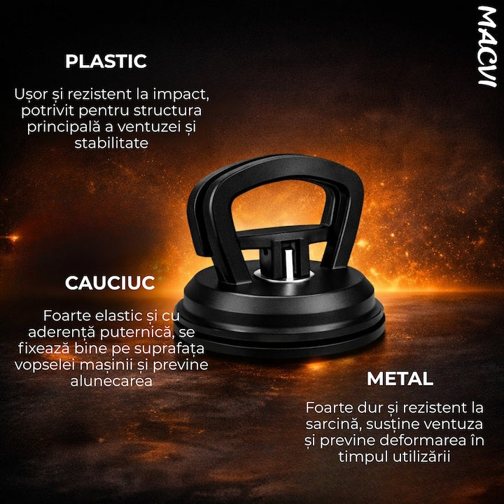 Ventuza puternica Macvi® pentru indepartarea indoiturilor auto, reparare caroserie, diametru intre 5 si 8 cm