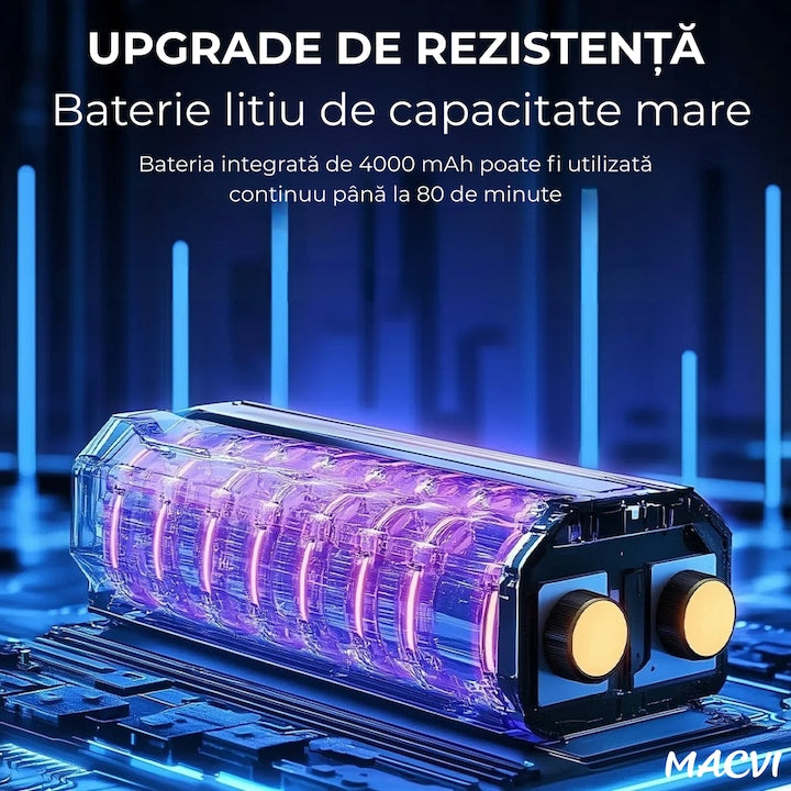 Suflanta aer fara fir Macvi® motor puternic 130000RPM baterie reincarcabila flux de aer reglabil negru