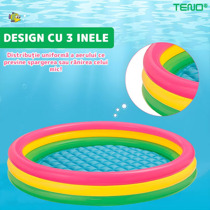 Piscina Gonflabila Pentru Copii Teno®, sunset glow, rezistenta, sigura pentru cel mic, uz interior/exterior, 61 x 22 cm, multicolor
