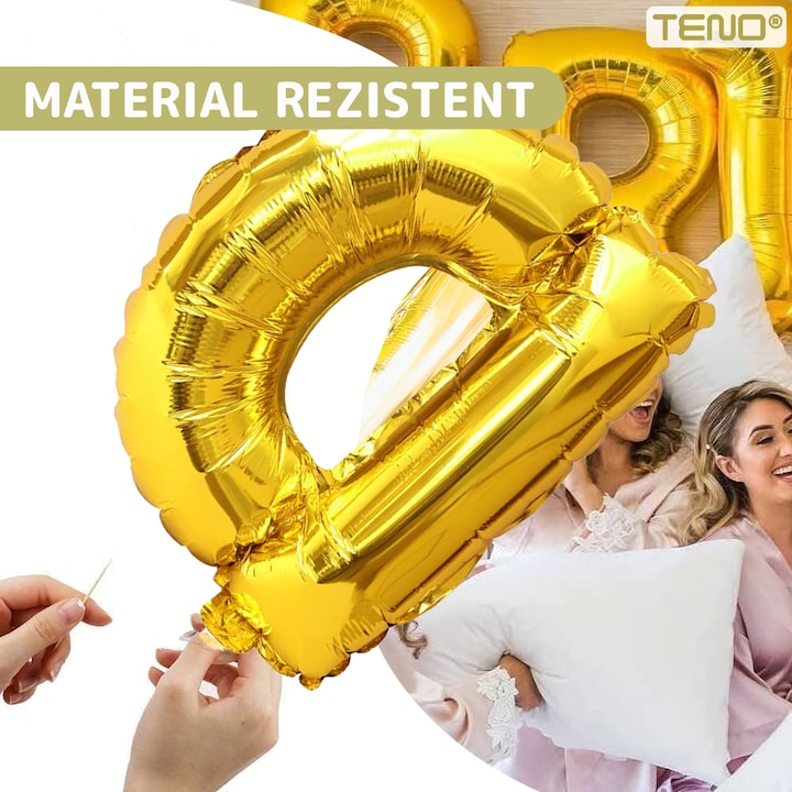 Balon in Forma de Litera D Teno®, metalizat, pentru Petreceri/Aniversari/Evenimente, rezistent, folie, gold, 40 cm