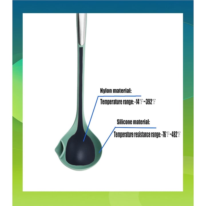 Polonic separator de grasime Macvi, silicon alimentar, rezistent la caldura, albastru