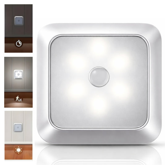 Lampa LED Macvi® cu senzor de miscare si alimentare pe baterii iluminare automata pentru holuri, scari, dulapuri si sertare, montaj rapid fara cabluri, 1 buc