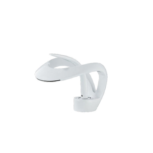 Baterie chiuveta baie Macvi® tip cascada cromata 15 cm montaj pe chiuveta design nordic modern debit redus, alb