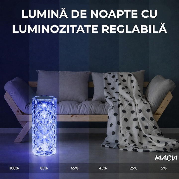 Veioza Cristal Macvi® RGB Eleganta cu Telecomanda