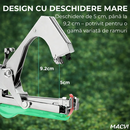 Aparat pentru legarea plantelor Macvi® cu 200 capse si rola de legat, Ideal pentru vie, pomi, legume si flori