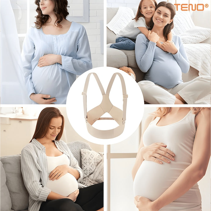 Banda de Suport pentru Gravide Teno®, centura abdominala, reduce durerea lombara, moale, respirabila, elastica, crem