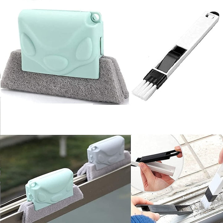Set Curatare Geamuri Macvi® 3 Dispozitive Profesionale pentru Termopan Colturi Sina Ferestre cu 2 Mini Perii 3 Lavete Rezerva