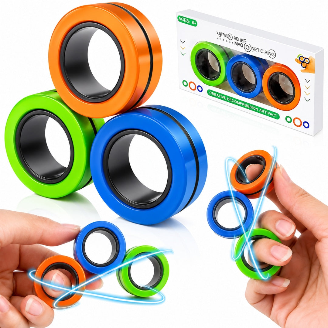 Set 3 inele Macvi® magnetice antistres Fidget, Multicolor