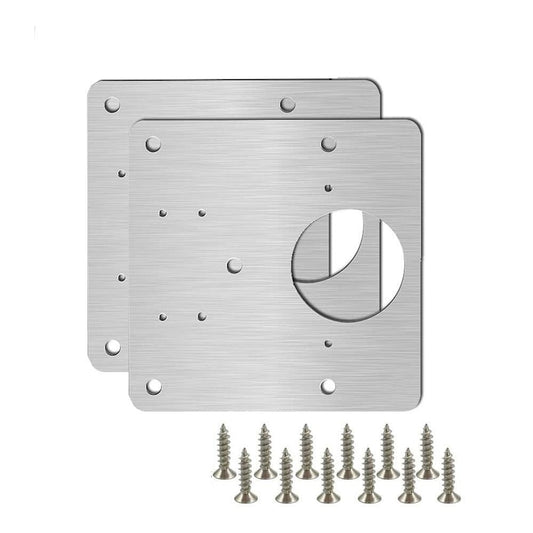 Set 2 Placi Reparare Balamale Macvi® din Otel Inoxidabil pentru Dulap Usa Mobila cu Suruburi Argintiu