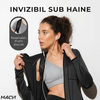 Centura corectoare postura Macvi®, pentru indreptare spate, coloana si umeri, Negru, Marime M, reglabila