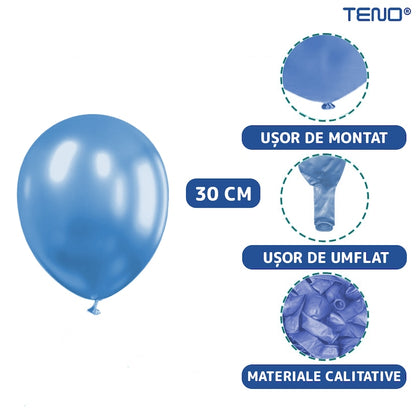 Set 10 Baloane Teno®, Confeti, pentru Petreceri/Aniversari/Evenimente, o singura dimensiune, 2 culori, latex, albastru inchis