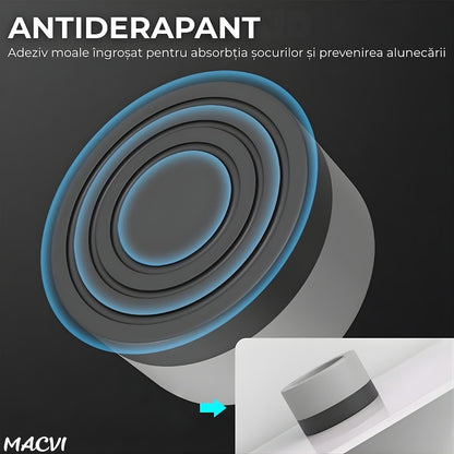 Picioare masina de spalat Macvi® reglabile anti-vibratii reglabile pentru masini de spalat si vase, set 4 bucati, fonoabsorbante, antiderapante, 6, 5×3, 2 cm, gri
